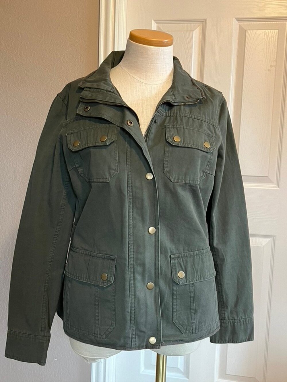 KUT From The Kloth Olive Green Military Utility Jacket Womens  Size M